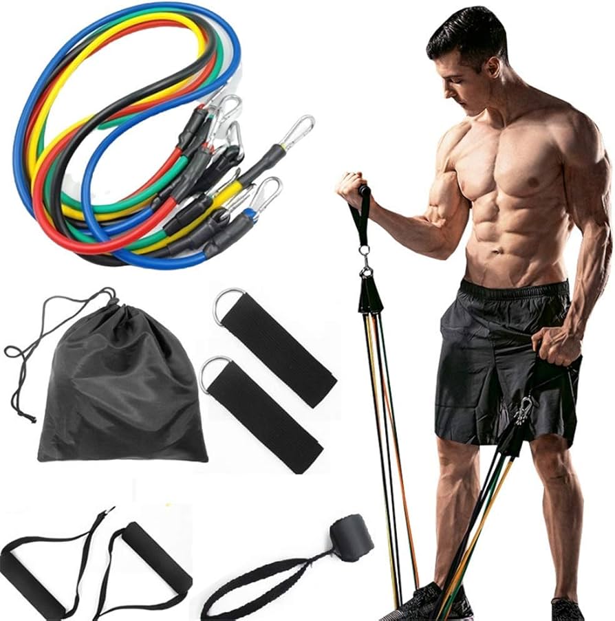 11-Piece Resistance Bands Set for Home Workout, Strength Training & Fitness