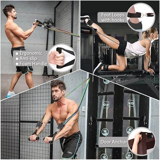 11-Piece Resistance Bands Set for Home Workout, Strength Training & Fitness